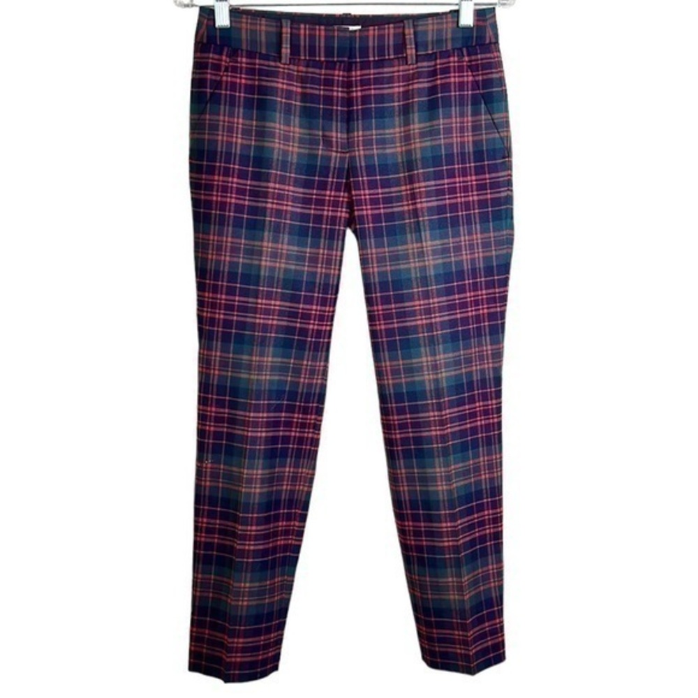 J. Crew Factory Women’s Wool Blend Stretch Pants Tartan Plaid Size 0